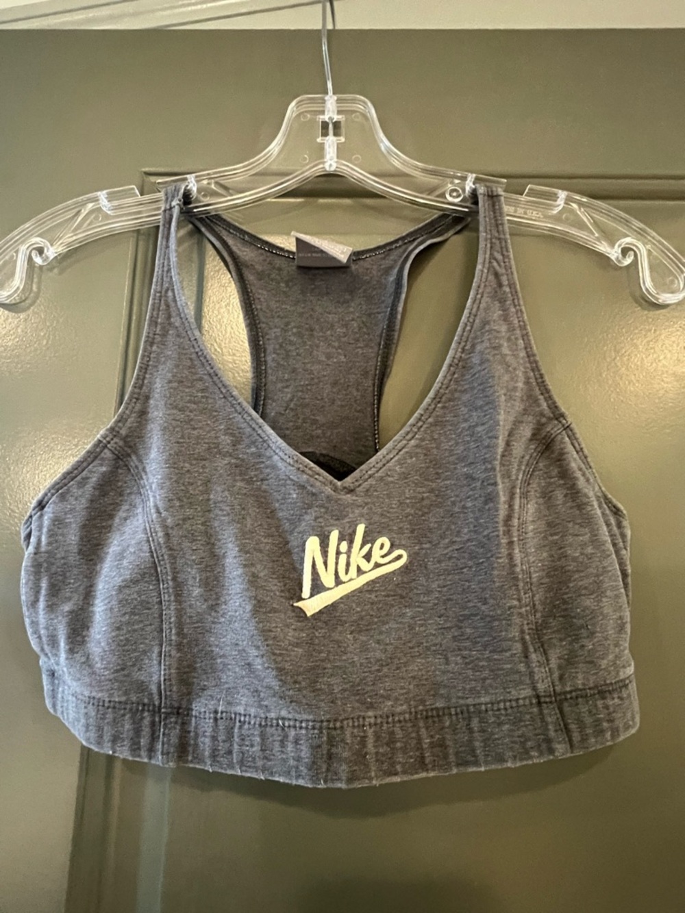 Nike Heather Grey V-Neck Racerback Sports Bra